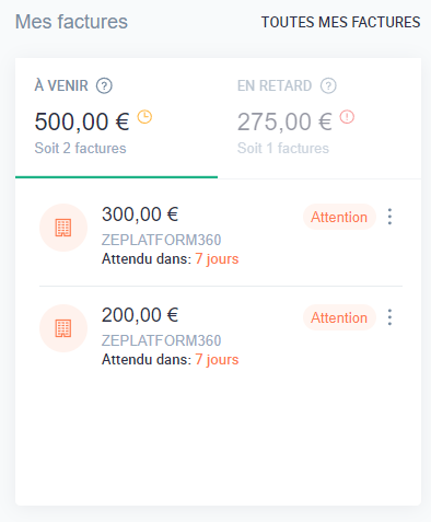 image facturation sur tableau de bord