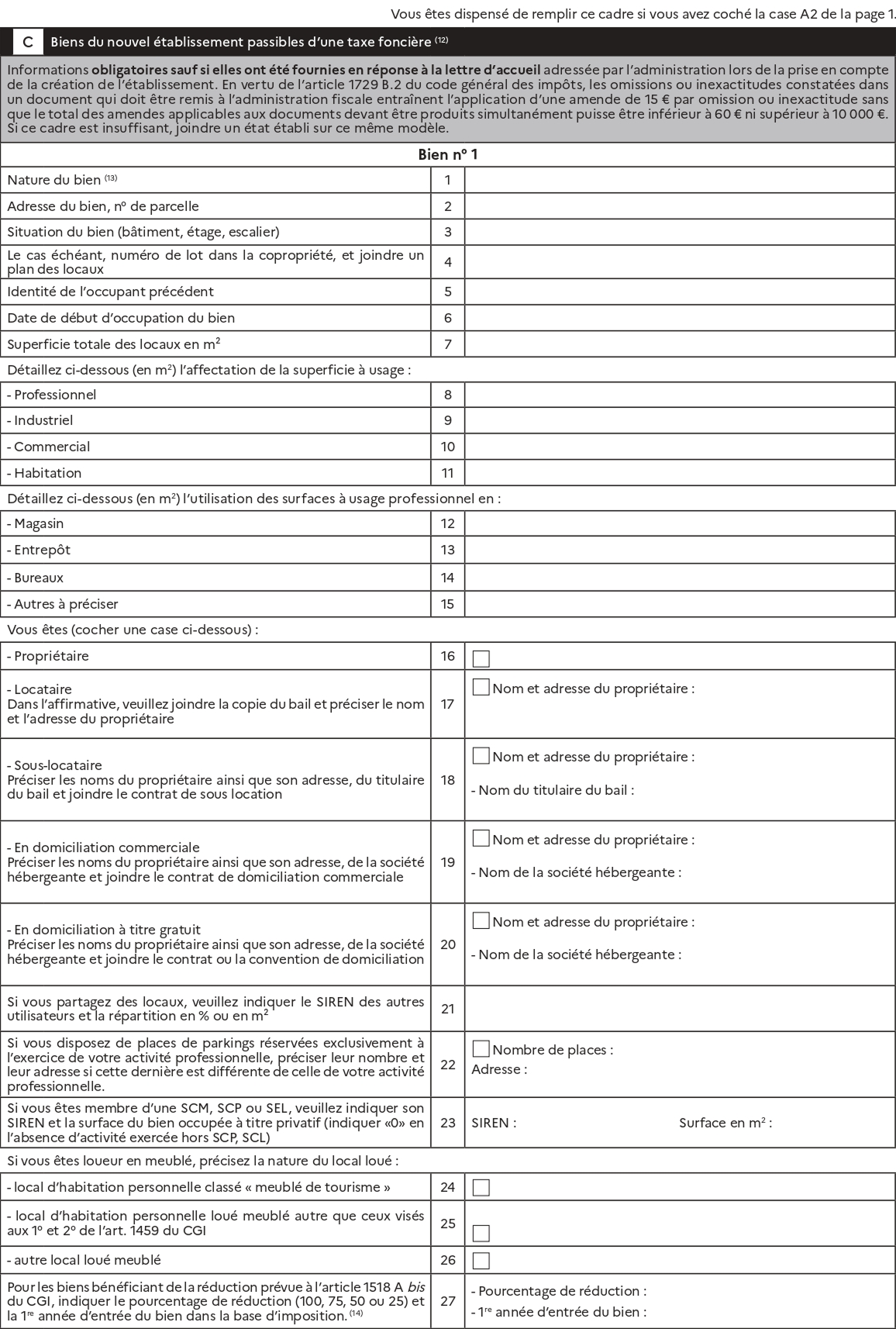 cadre C déclaration CFE