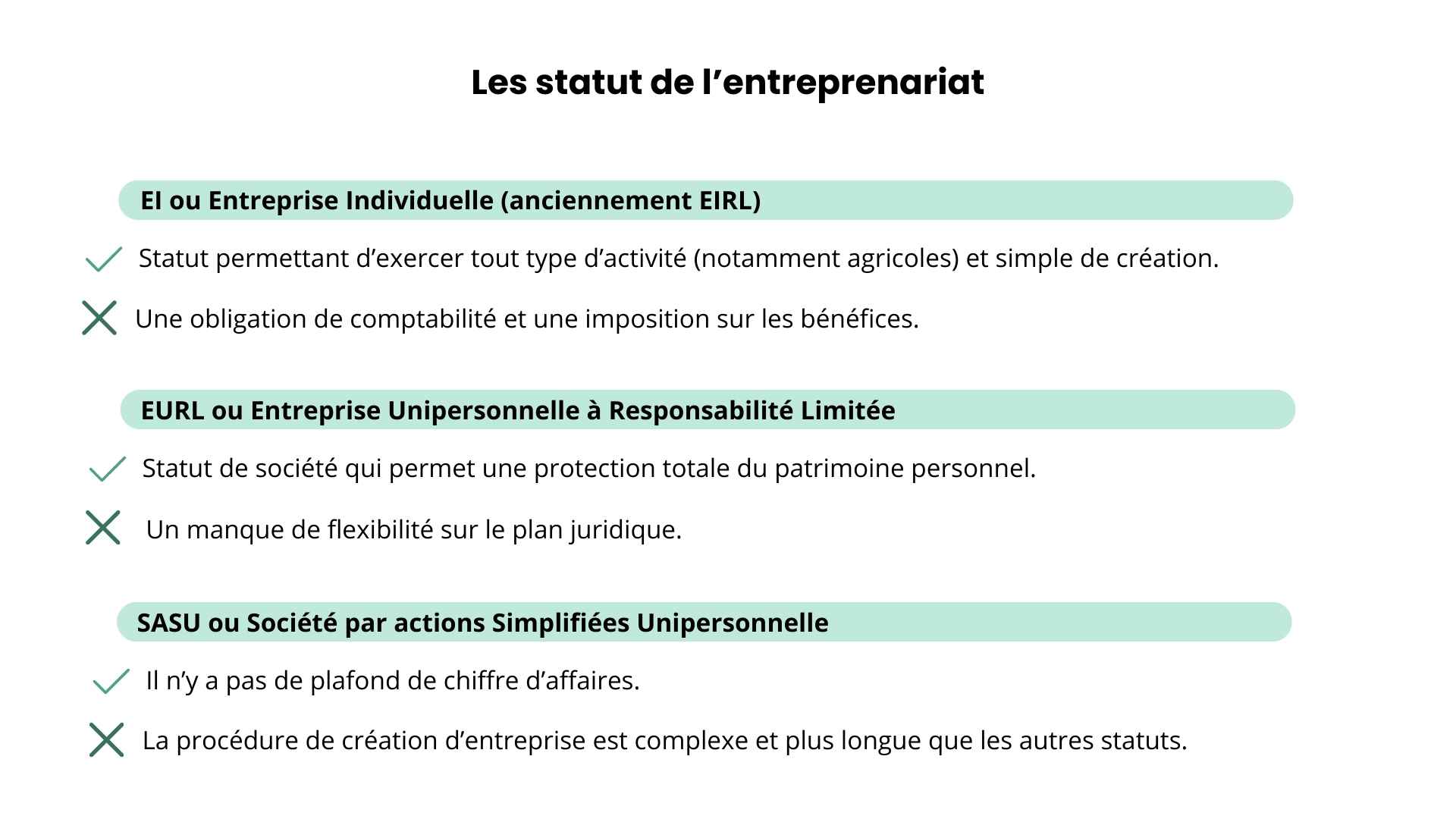 création d'une entreprise et statut juridique