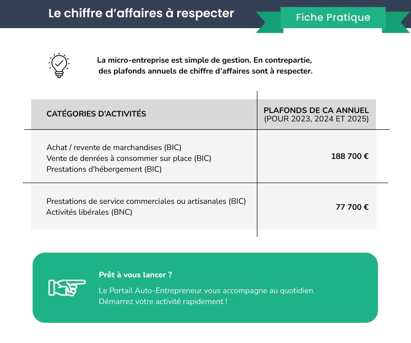 plafond de chiffre d'affaires auto entrepreneur