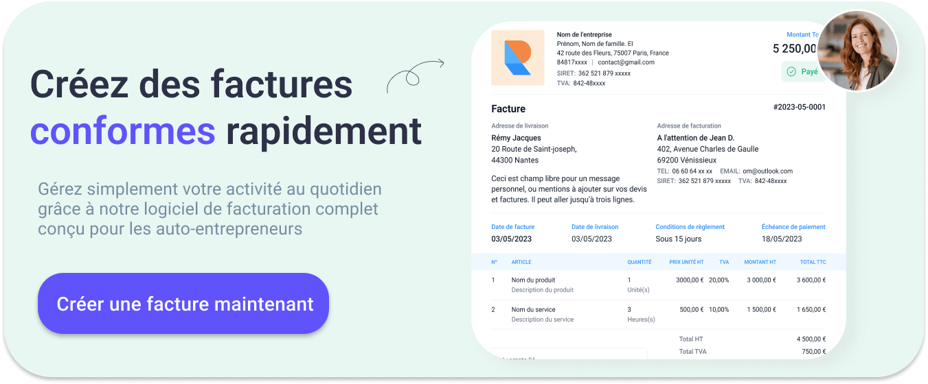 Modèle facture auto-entrepreneur