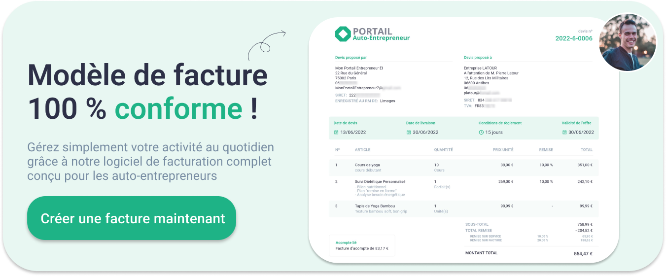 Modéle facture auto-entrepreneur