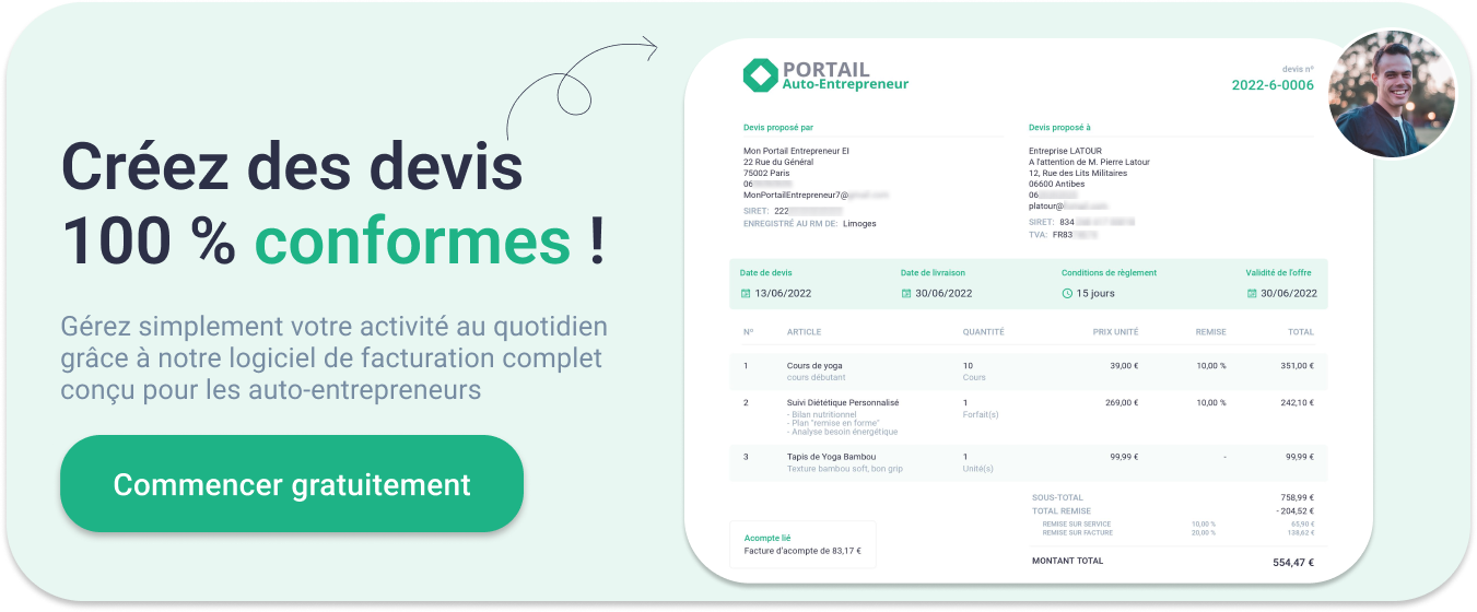 Créer devis auto-entrepreneur