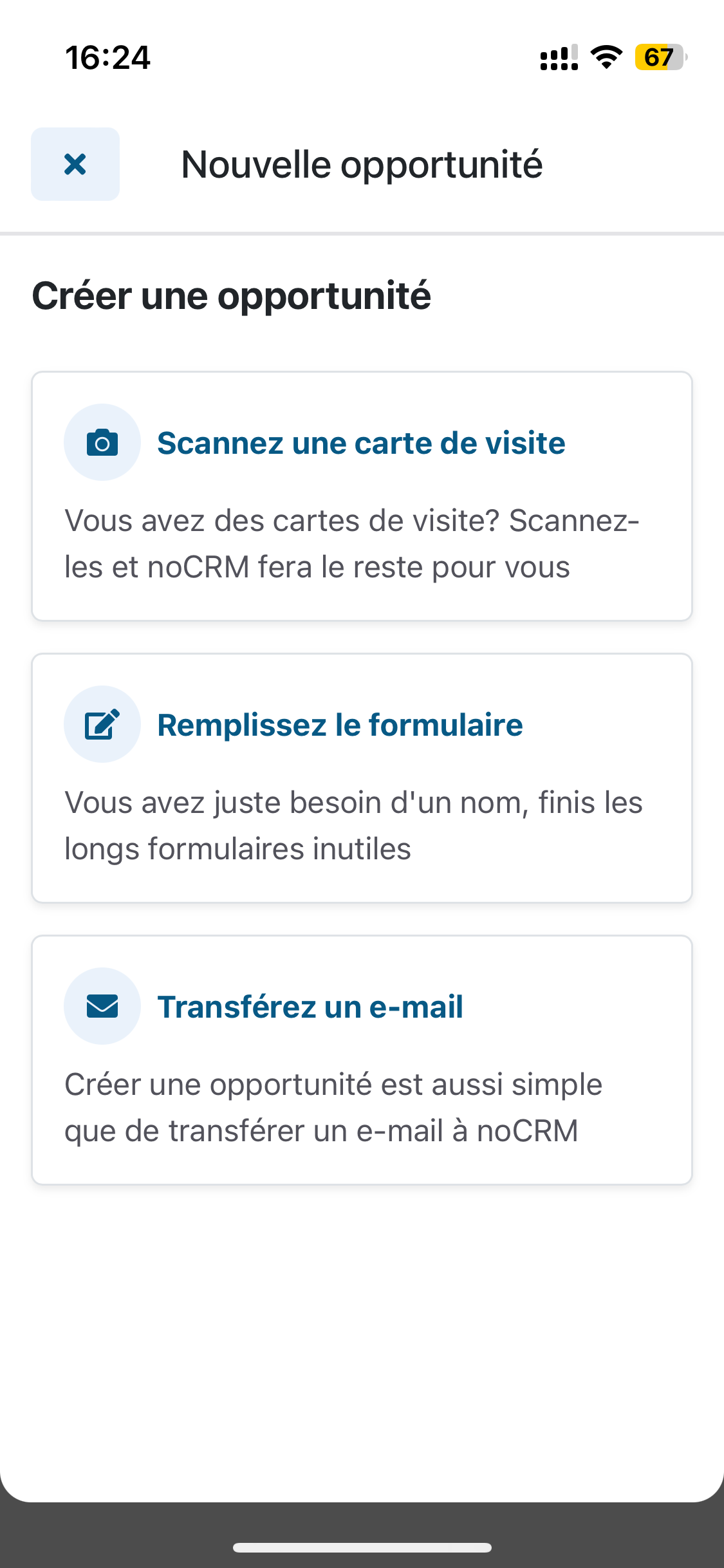 nocrm opportunités application