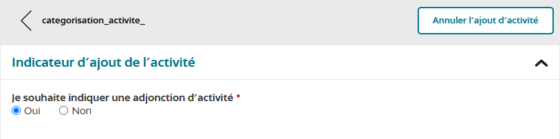Indicateur d'ajout d'activité