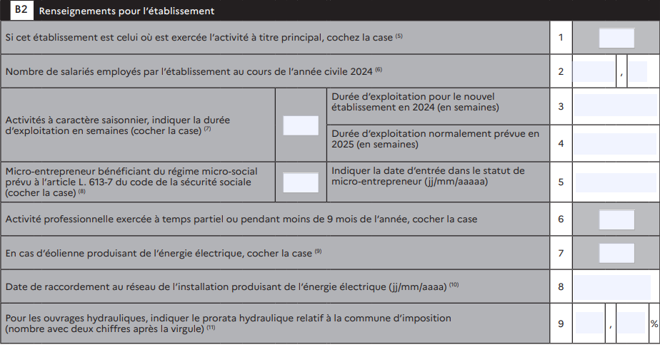 Cadre B2 déclaration CFE