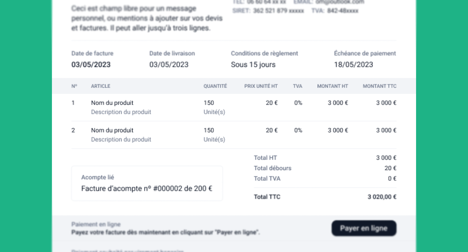 Download Modèle de facture pour auto-entrepreneur